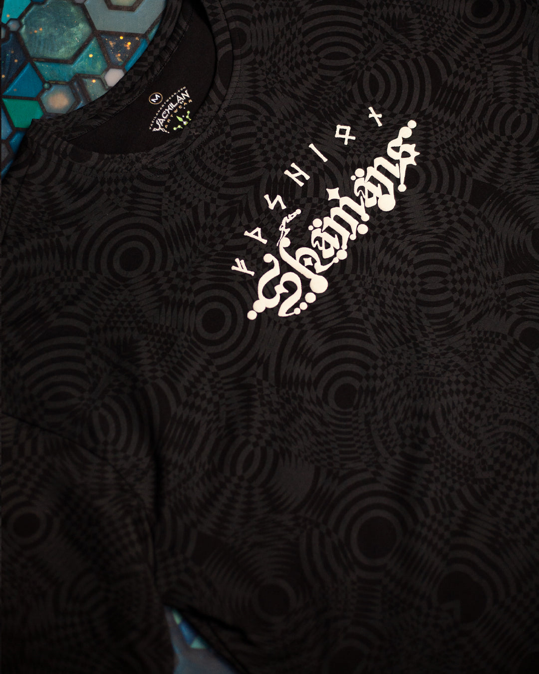 T-Shirt Oversized Men / Black Cotton Shinker - WIERD NOISES SHAMANS SMOKE White
